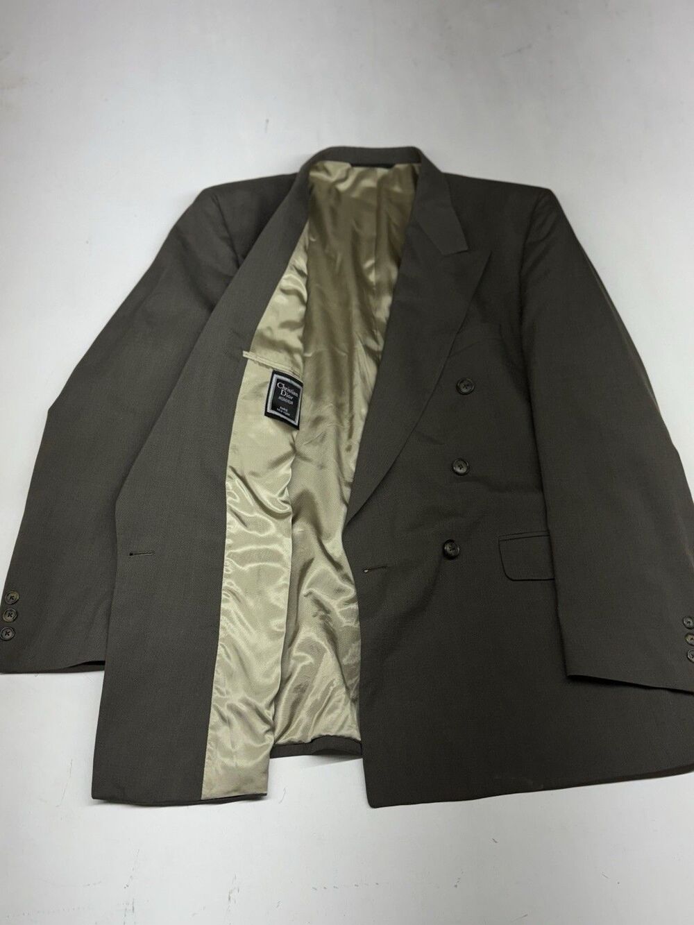 Vintage Christian Dior Monsieur Blazer Mens 44L Green Wool Double Breasted Tweed